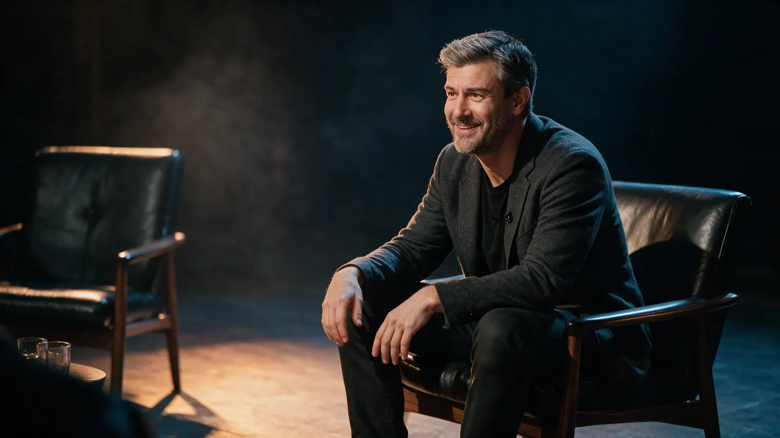Christian Rodwell seated on stage for a fireside conversation
