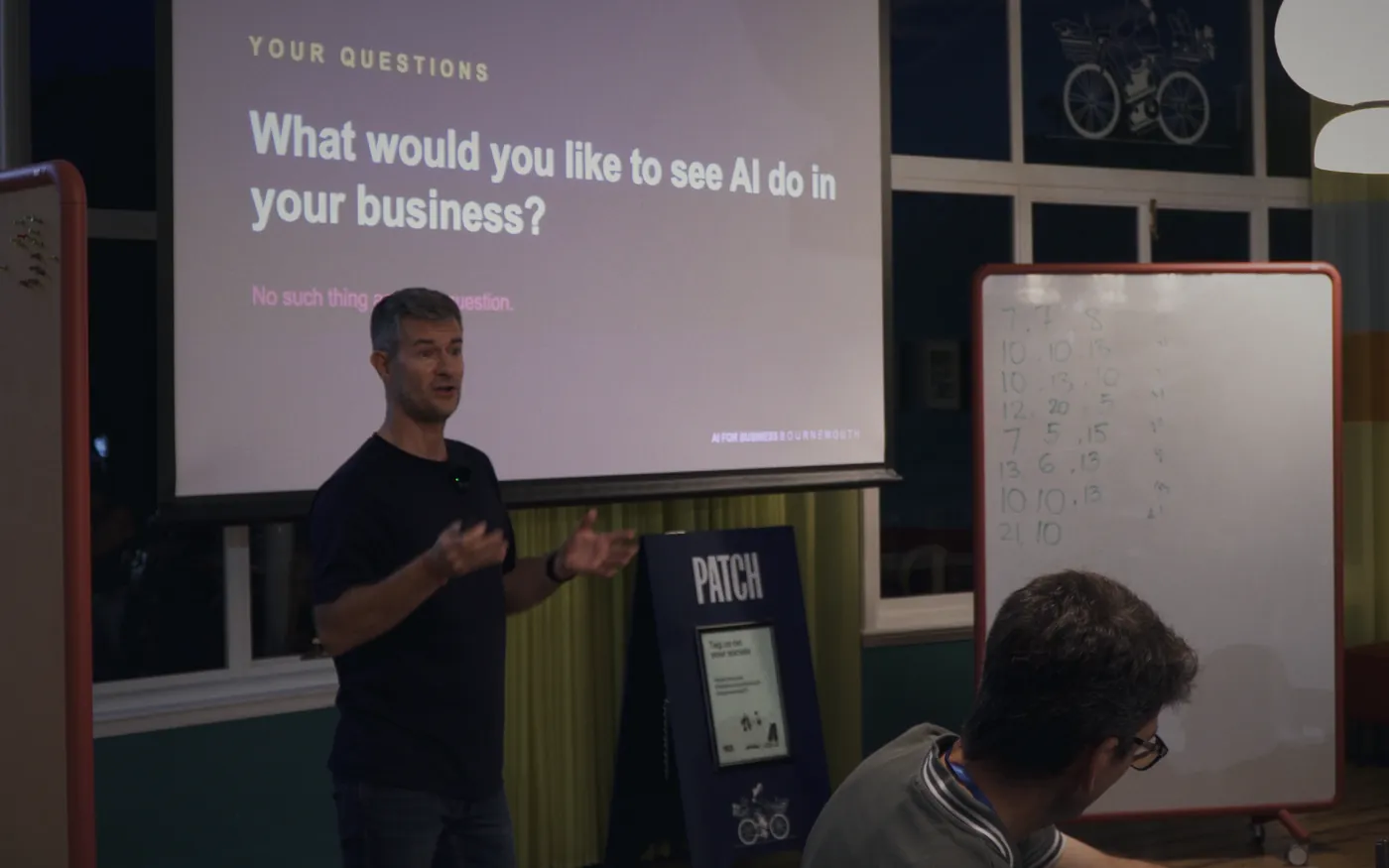 Christian Rodwell presenting at AI for Business, Bournemouth at Patch